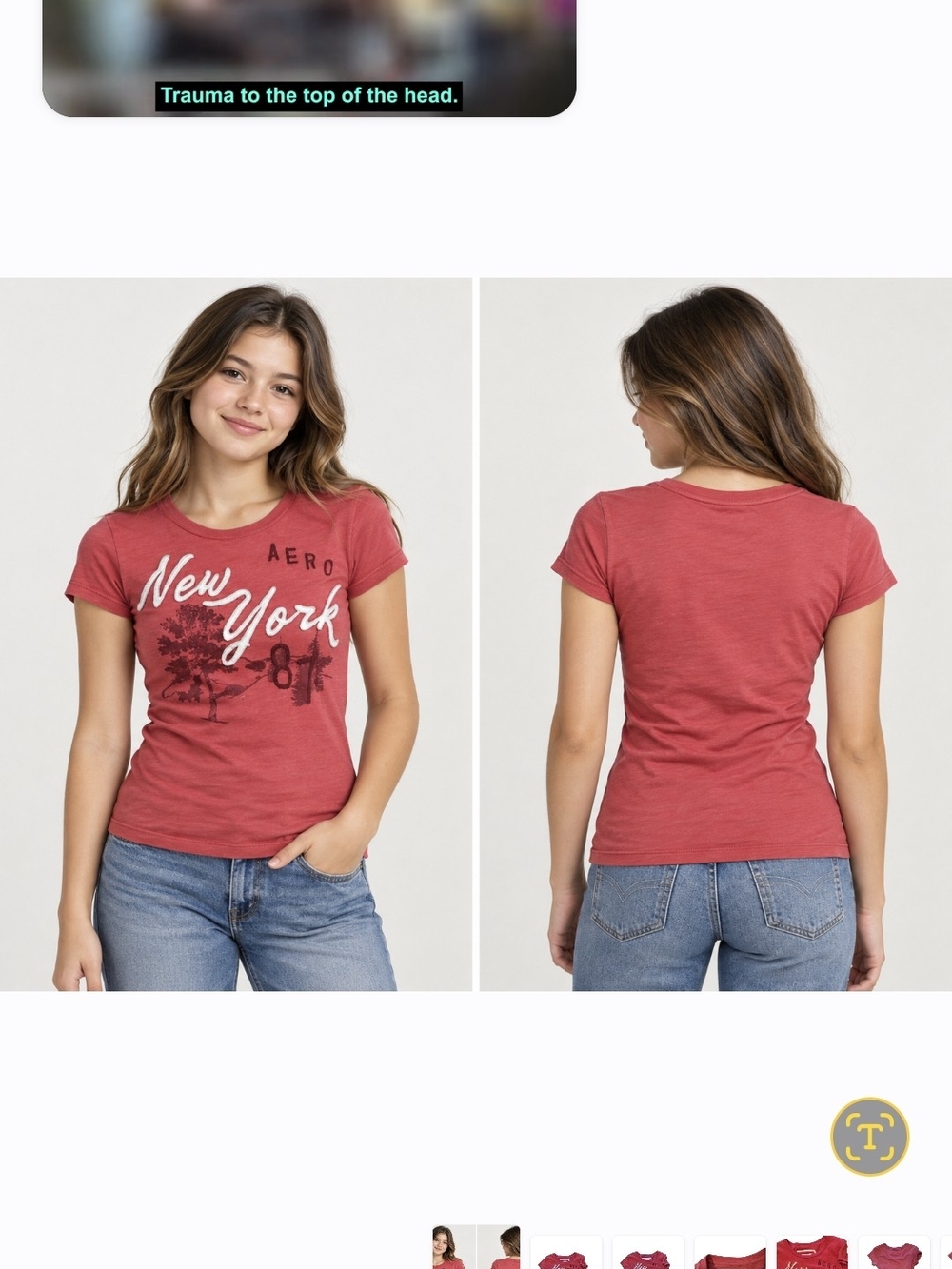 Aeropostale Red 'New York' Graphic Short Sleeve Tee